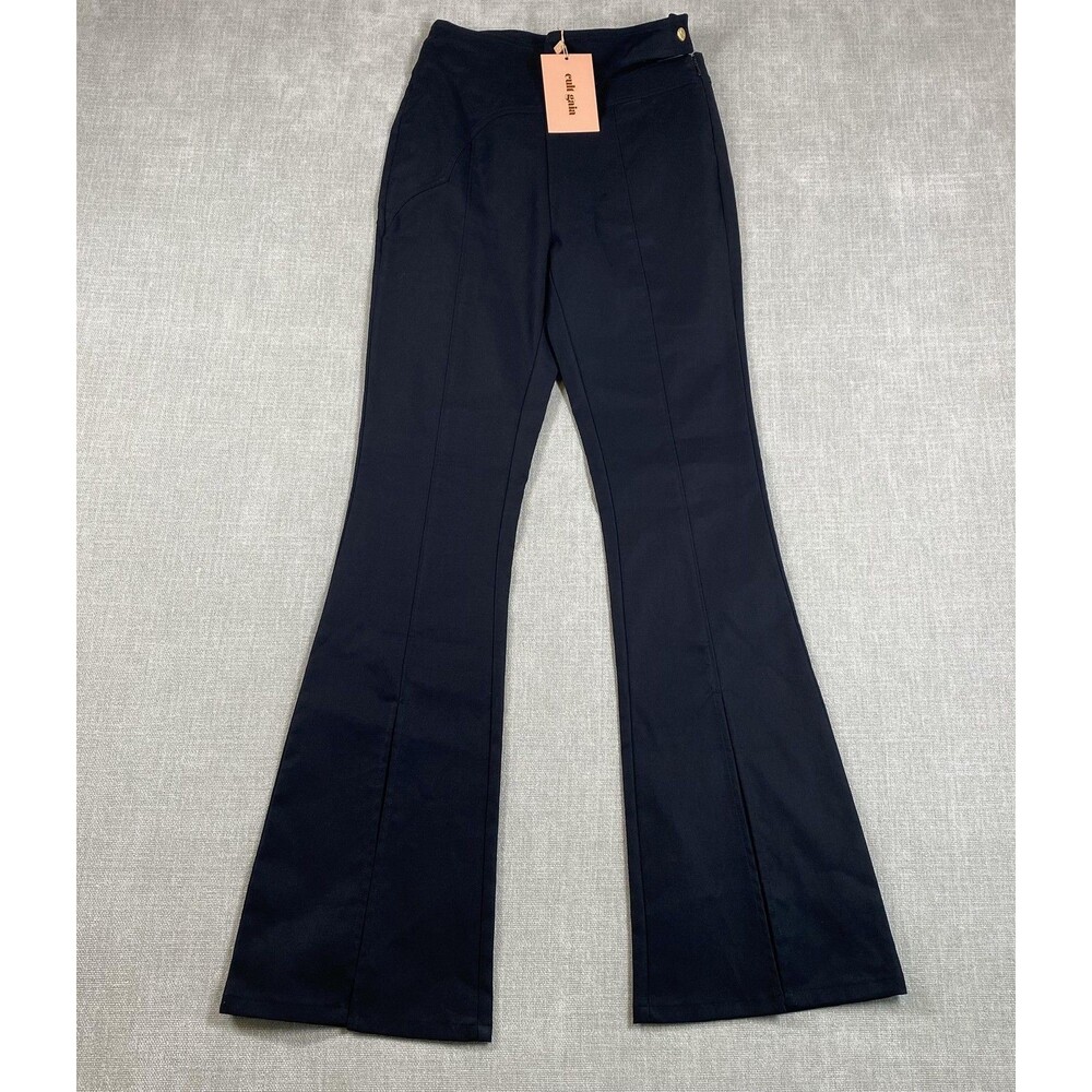 Cult Gaia Pants Womens 0 Black Isabel Flare Leg Stretch Dress PT1191CVBLK0